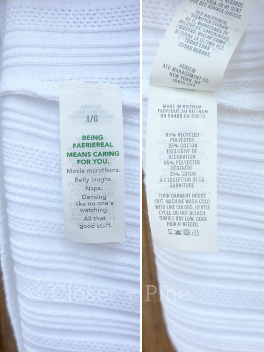 Aerie Pointelle Square Neck T-Shirt Size Large White NWOT - Picture 11 of 14